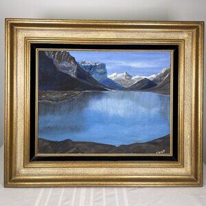 VTG 1971 Acrylic Painting Mid Century St Mary’s Lake Signed Framed Landscape